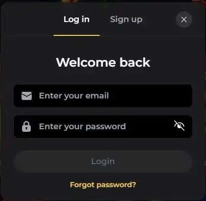 Vipzino Casino login form screenshot