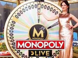 Monopoly Live game show at Vipzino combining board game elements with live dealer action